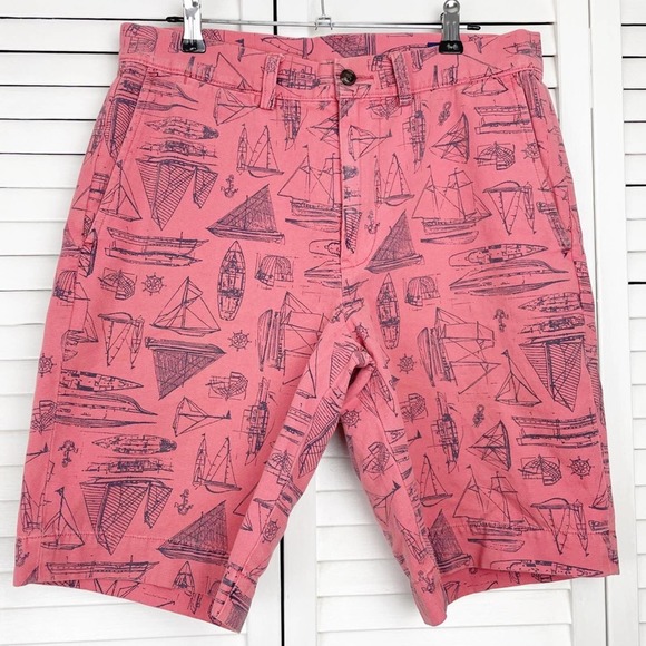 Polo Ralph Lauren | Nautical Sailboat Ship Printed Flat Front Shorts Size 29 - Picture 1 of 12